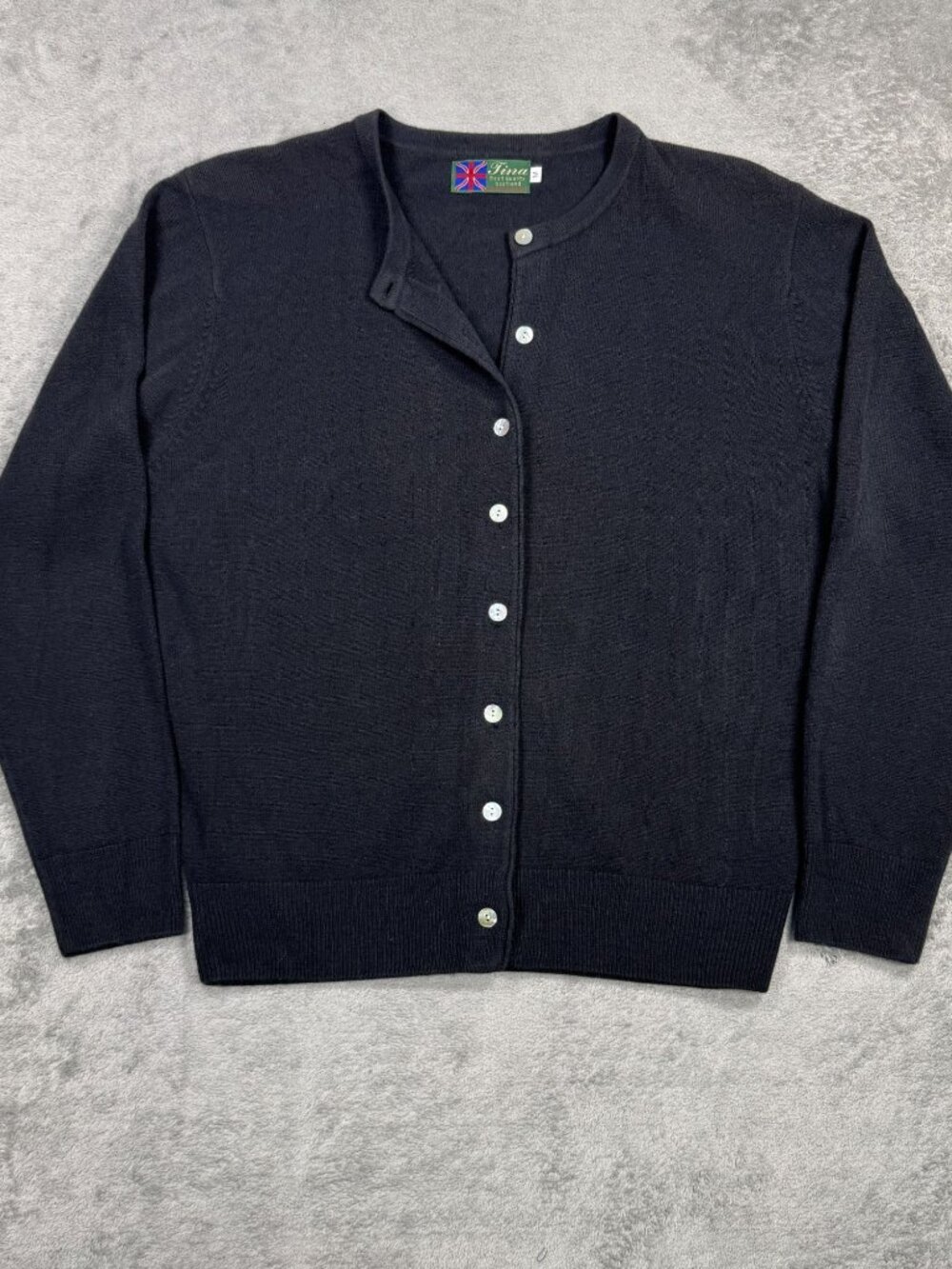 Vintage Tina 100% Pure Cashmere Cardigan Best Quality Scotland Womens M Black